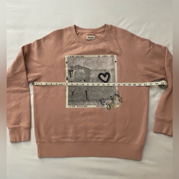 Zadig & Voltaire Upper Photoprint Heart Sweatshirt. Color is Blush. Size Medium - Picture 9 of 10